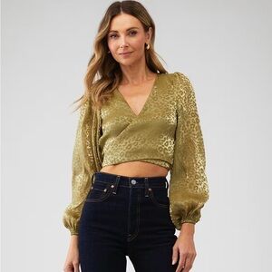 Show Me Your MuMu Gold Leopard Wrap Blouse